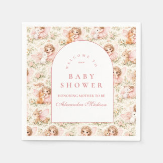 Soft Pink Fairy Baby Shower Serviette