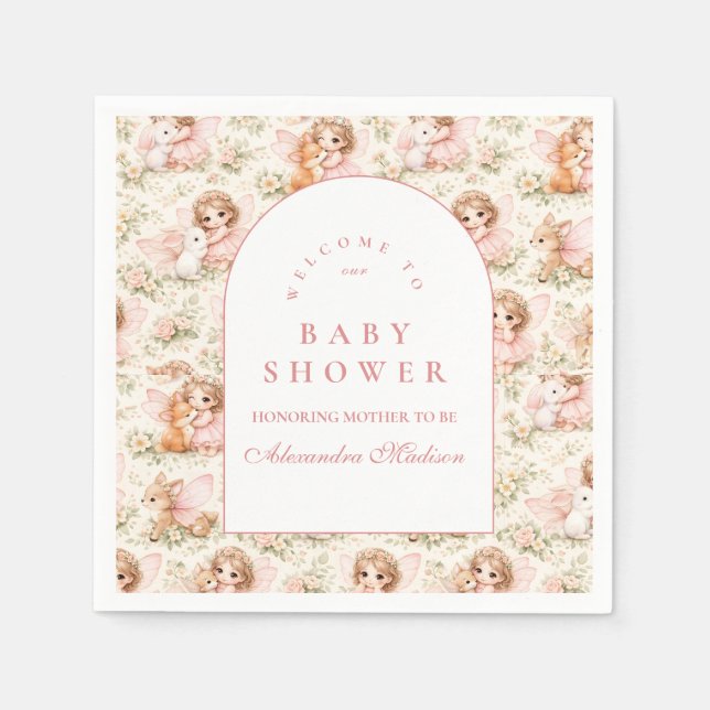 Soft Pink Fairy Baby Shower Serviette (Vorderseite)