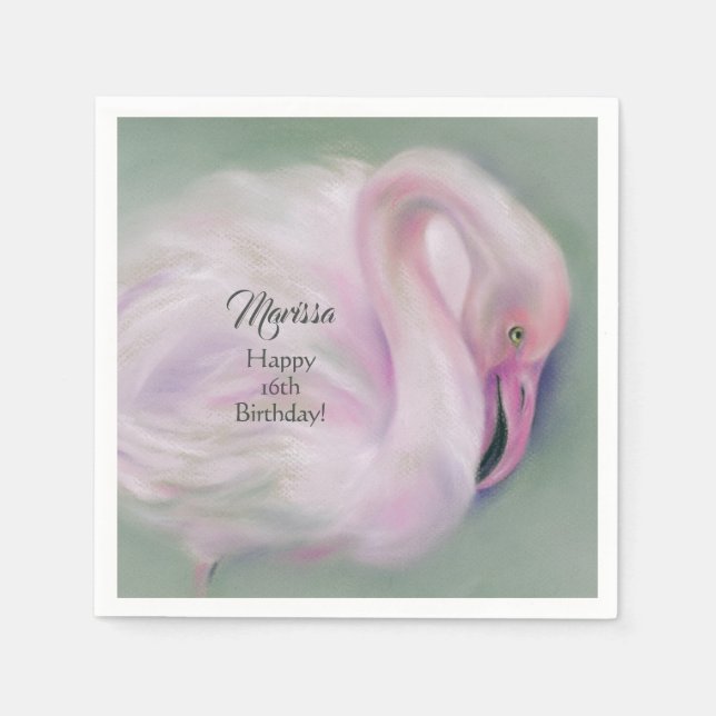 Soft Pink Flamingo Pastel Custom Party Serviette (Vorderseite)