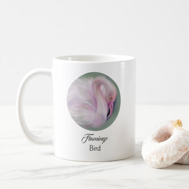 Soft Pink Flamingo Pastel Personalisiert Kaffeetasse (Mit Donut)