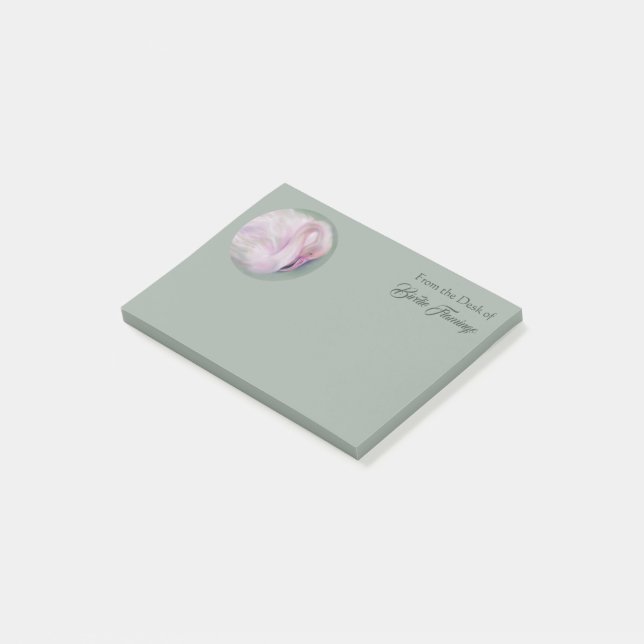 Soft Pink Flamingo Personalisiert Post-it Klebezettel (angewinkelt)