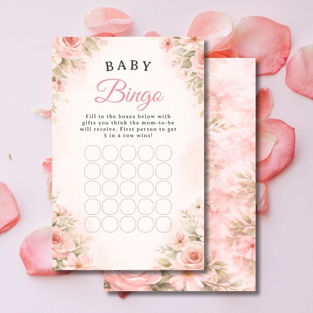 Soft Pink Floral Baby Bingo Shower Game (Von Creator hochgeladen)