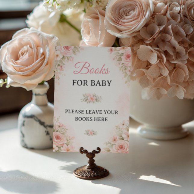 Soft Pink Floral Books for Baby Sign Poster (Von Creator hochgeladen)