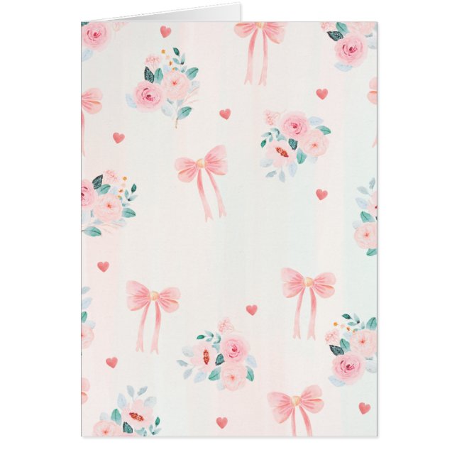 Soft Pink Floral & Bow Pattern – Cute Romantic  (Vorne)