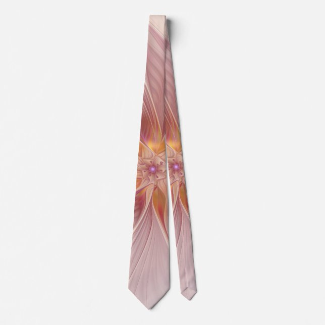 Soft Pink Floral Dream Abstract Fractal Art Flower Krawatte (Vorderseite)