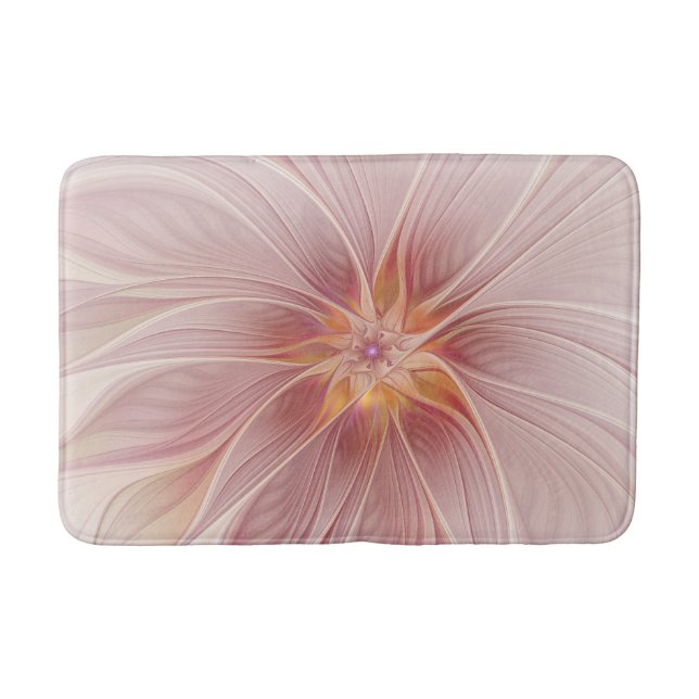 Soft Pink Floral Dream Abstraktes Fraktal Kunst Bl Badematte (Vorderseite)