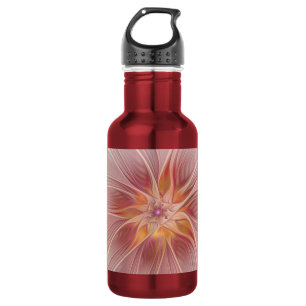 Soft Pink Floral Dream Abstraktes Fraktal Kunst Bl Edelstahlflasche