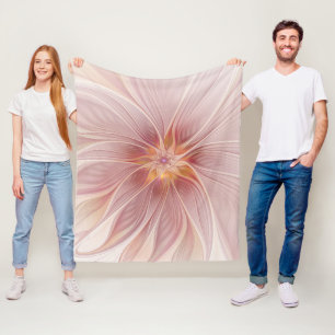 Soft Pink Floral Dream Abstraktes Fraktal Kunst Bl Fleecedecke