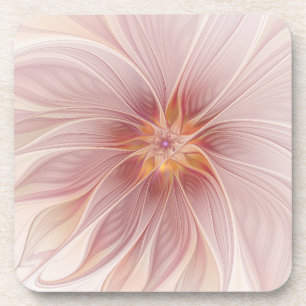 Soft Pink Floral Dream Abstraktes Fraktal Kunst Bl Getränkeuntersetzer