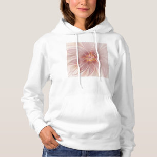 Soft Pink Floral Dream Abstraktes Fraktal Kunst Bl Hoodie