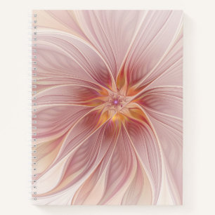 Soft Pink Floral Dream Abstraktes Fraktal Kunst Bl Notizbuch