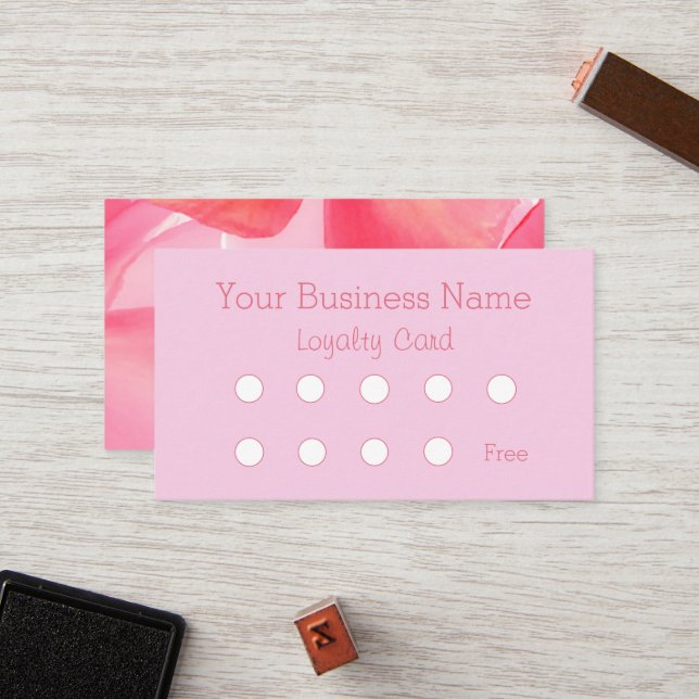 Soft Pink Floral Loyalty Card Treuekarte (Vorderseite/Rückseite Beispiel)