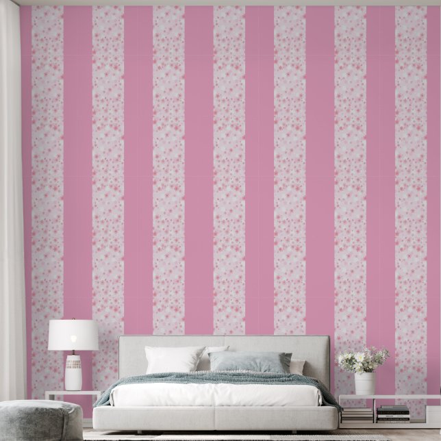 Soft Pink Floral Pattern Minimal Aesthetic Tapete (Schlafzimmer)