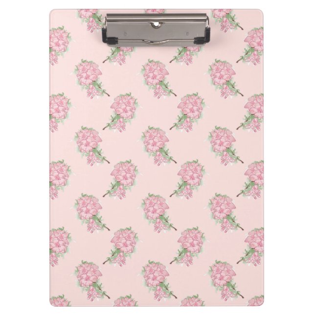 Soft Pink Floral Pattern | Romantic Flower Klemmbrett (Vorderseite)