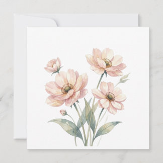 Soft Pink Floral Watercolor Bouquet Art Dankeskarte