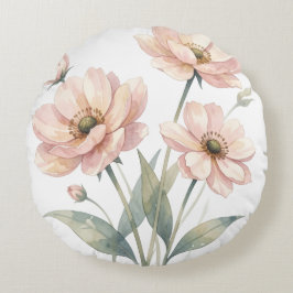 Soft Pink Floral Watercolor Bouquet Art Rundes Kissen