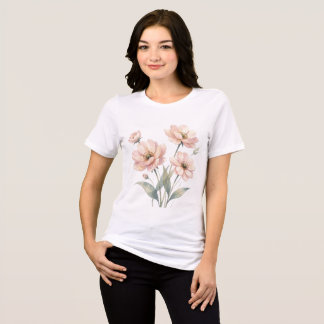 Soft Pink Floral Watercolor Bouquet Art Tri-Blend Shirt