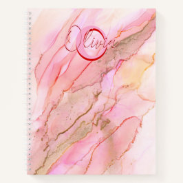Soft Pink Fluid Alcohol Ink Notebook Notizbuch