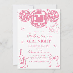 Soft Pink Galentine's Girls Night Party Einladung