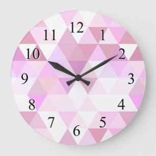 Soft Pink Geometric Triangle Pattern Große Wanduhr