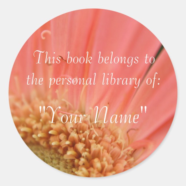 Soft Pink Gerbera Personal Library Sticker (Vorderseite)