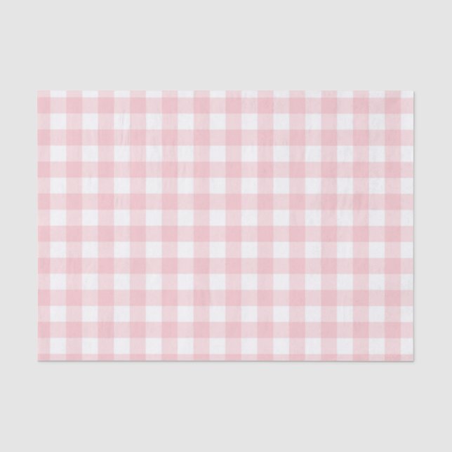 Soft Pink Gingham Karo Karierte Geschenkverpackung Seidenpapier (Vorderseite)