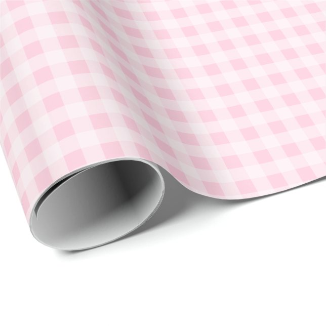Soft Pink Gingham Wrapping Paper Geschenkpapier (Rolleneckpunkt)