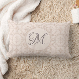 Soft Pink Girly Damask Initial Custom Lendenkissen
