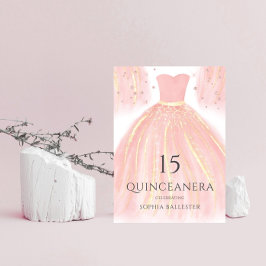 Soft Pink Glitzer Dress Sweet 15 Quinceanera Party Einladung