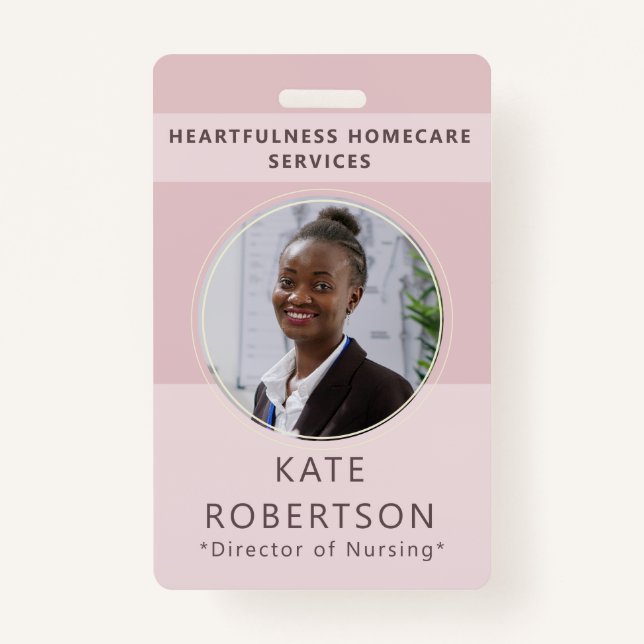 Soft Pink Healthcare Worker Ausweis (Vorderseite)