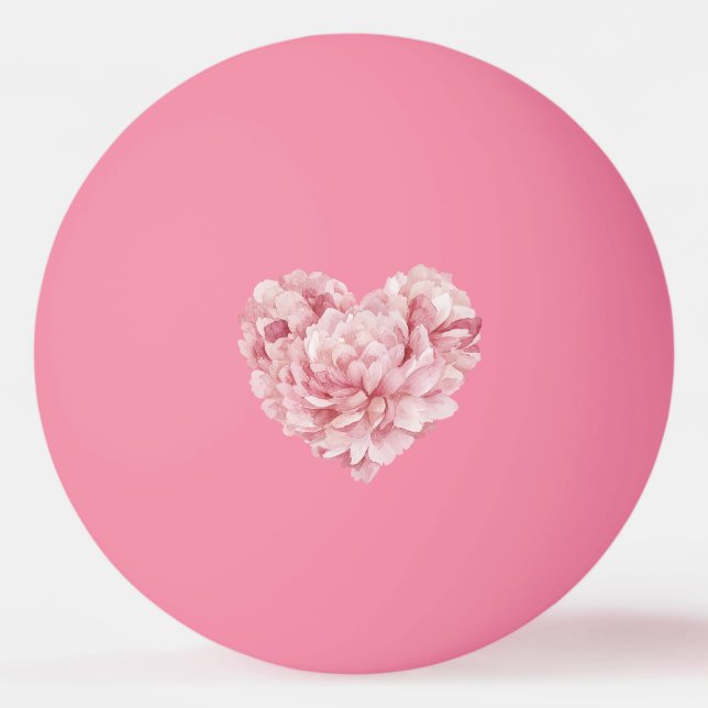 Soft Pink Heart Flower Tischtennisball (Vorderseite)