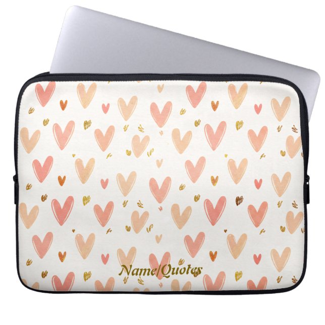 Soft Pink Hearts Seamless Pattern Laptopschutzhülle (Vorderseite)
