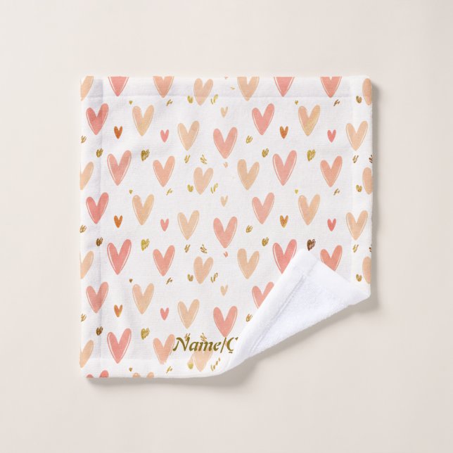 Soft Pink Hearts Seamless Pattern Waschlappen (Waschlappen)