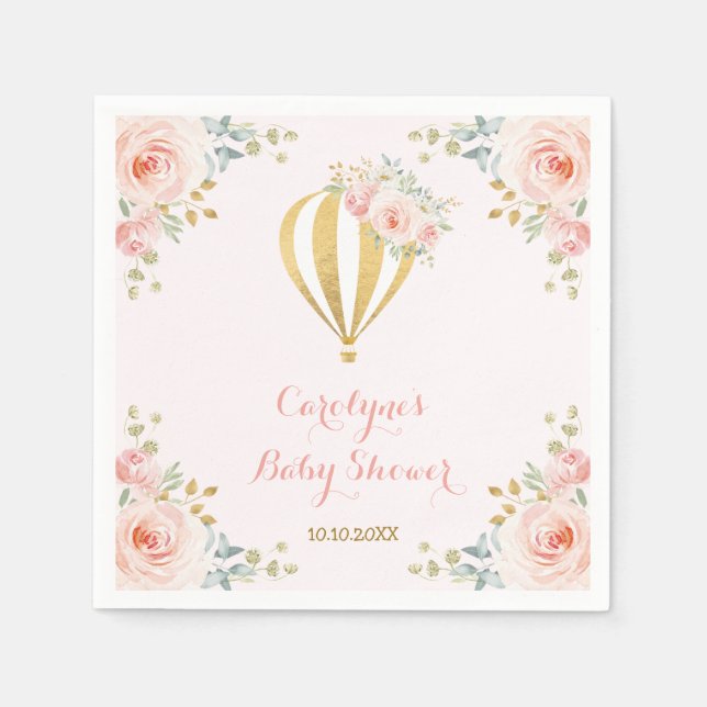 Soft Pink Hot Air Ballon Adventure Baby Dusche Serviette (Vorderseite)