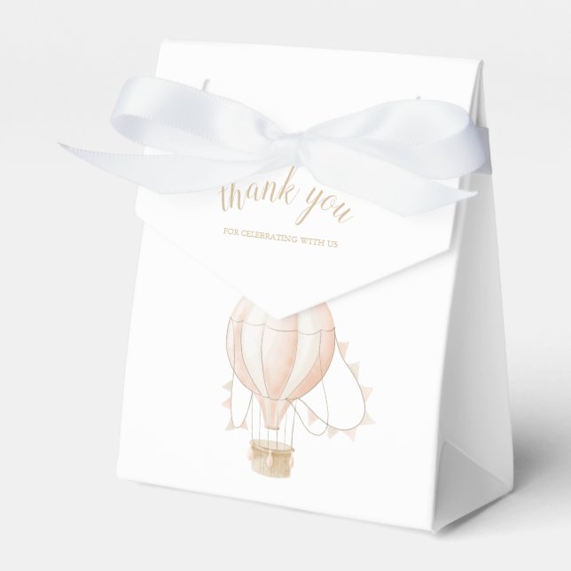 Soft-Pink Hot Air Ballon Bevorzugung Box Geschenkschachtel (Vorderseite)