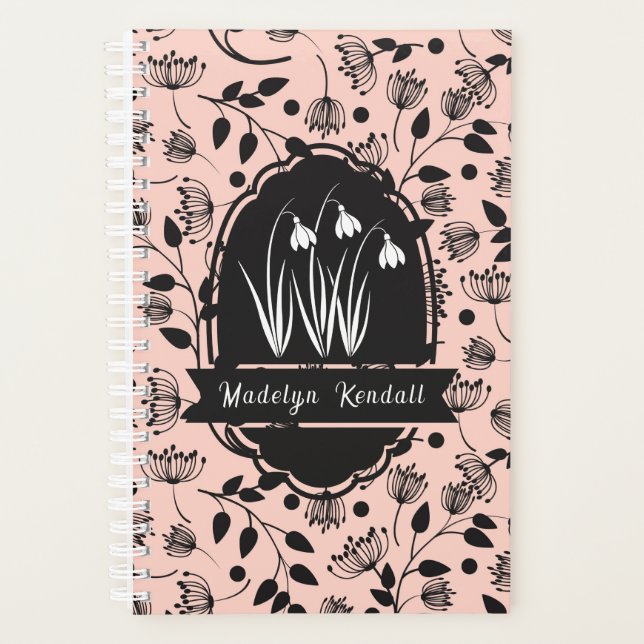 Soft Pink Laurentian Floral Pattern Custom Name Planer (Vorderseite)