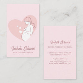 Soft Pink Maternity Doula Identity Illustration Visitenkarte