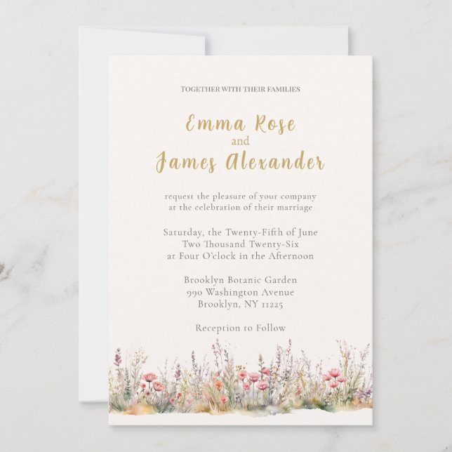 Soft Pink Minimalist Floral Wedding Invitation Einladung (Vorderseite)