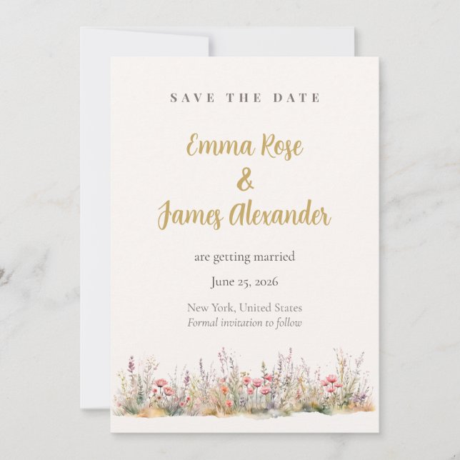 Soft Pink Minimalist Floral Wedding Save The Date (Vorderseite)
