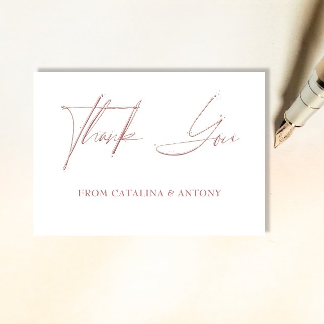 Soft Pink Minimalistisch Handgeschriebene Dankesch Dankeskarte (Von Creator hochgeladen)