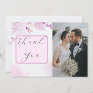 Soft Pink Modern Boho Floral Foto Dankeskarte