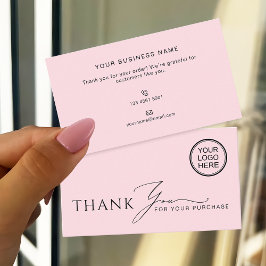 Soft Pink Modern Boutique Shop Thank You Visitenkarte