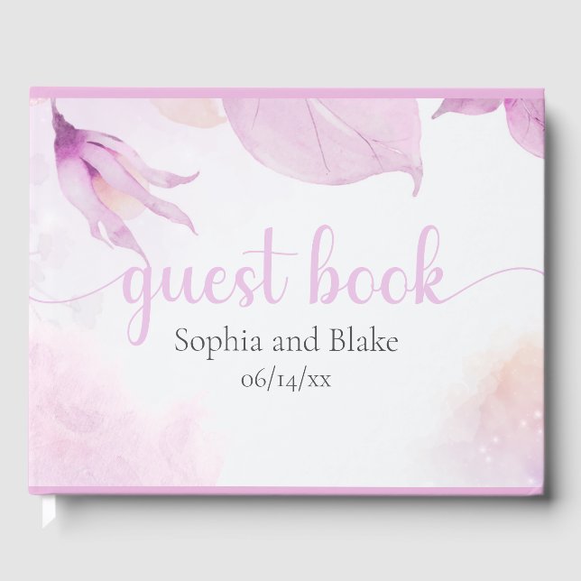 Soft Pink Moderne Boho Blumenhochzeit Gästebuch (Vorderseite)