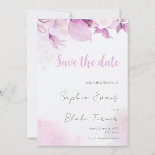 Soft Pink Moderne Boho Blumenmuster Blätter Save t Einladung