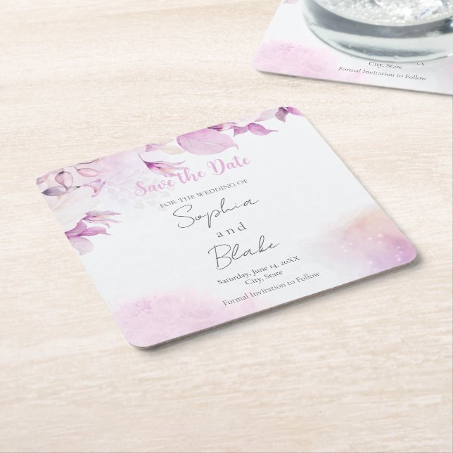 Soft Pink Moderne Boho Blumenmuster Blätter Save t Rechteckiger Pappuntersetzer (angewinkelt)