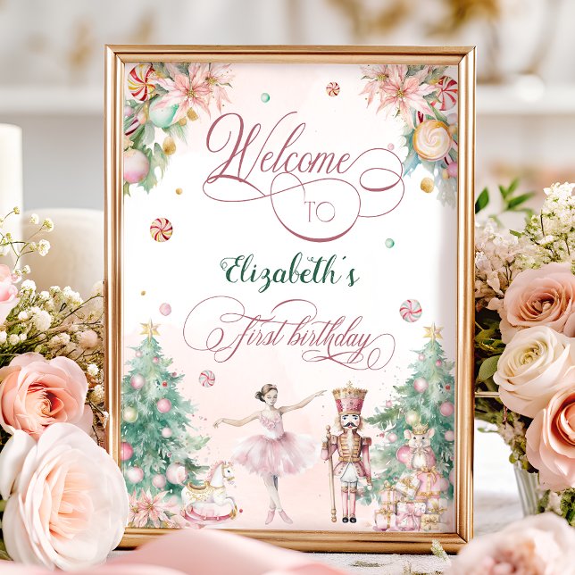 Soft Pink Nutcracker Ballet Birthday Party Welcome Poster (Von Creator hochgeladen)