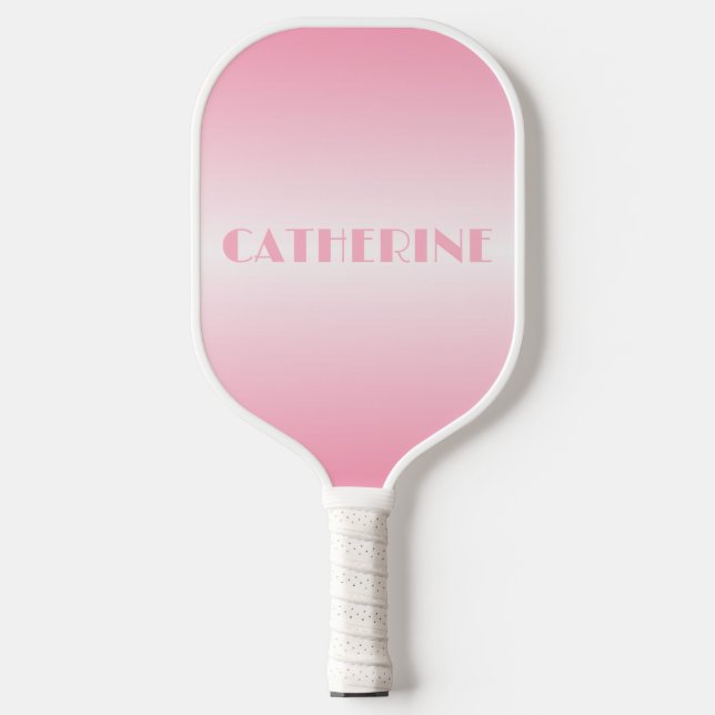 Soft Pink Ombre Individuelle Name Pickleball Schläger (Vorderseite)