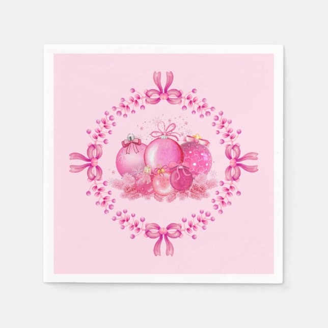 Soft Pink Ornament Holiday Collection Serviette (Vorderseite)