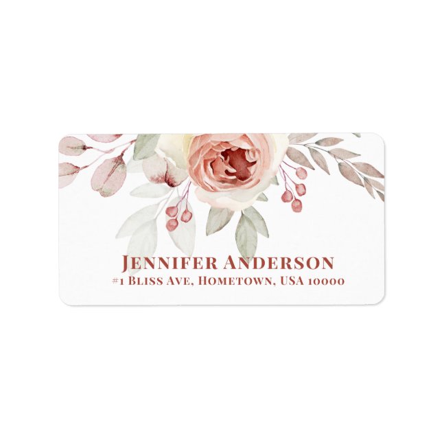 Soft Pink Romantische Rose auf White Wedding Adressaufkleber (Vorne)