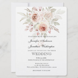 Soft Pink Romantische Rose auf White Wedding Einladung